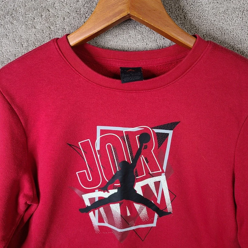Nike Air Jordan Sweatshirt‎ Kids XL Red White Jumpman Pullover Crew Neck